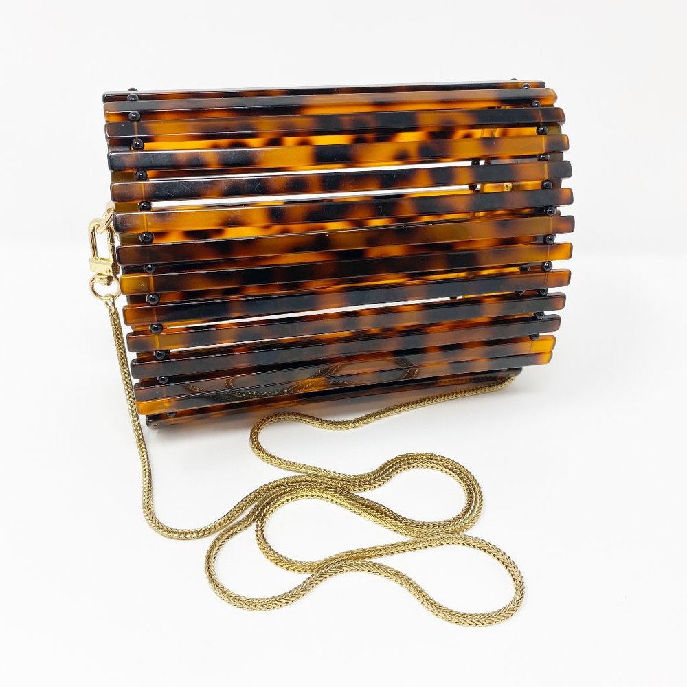 Acrylic Basket Purse in Tortoise